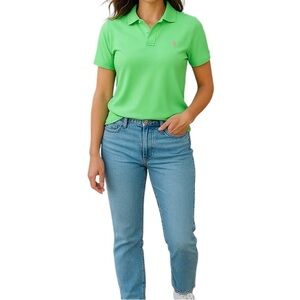 Polo Ralph Lauren Preppy Y2K Cotton Custom Fit Kelly Green Top Women's Size M